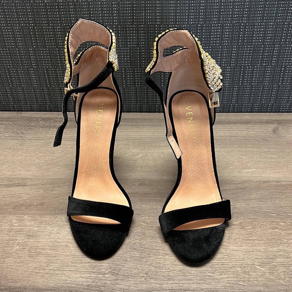 Velvet Black Embellished heels